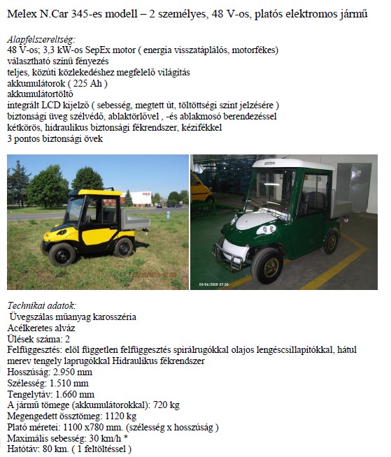 Melex N.Car 345 rvid plats elektromos aut