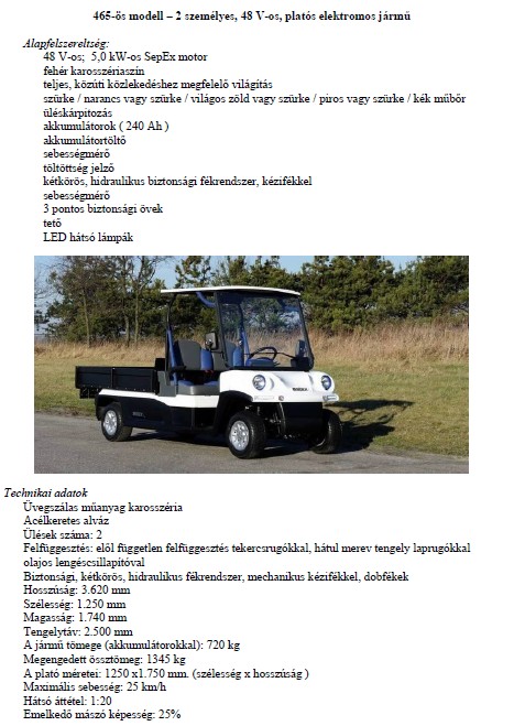 Melex 465-s modell hossz plats elektromos jrm